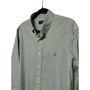 Ralph Lauren Mens Green Gingham Check Button Down Long Sleeve Shirt Size Large